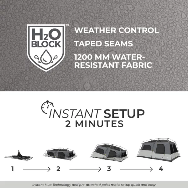 چادر اتومات کر - 9 نفره کمپینگ دو پوش Core 9 Person Instant Cabin Tent with Full Rainfly - تصویر 6