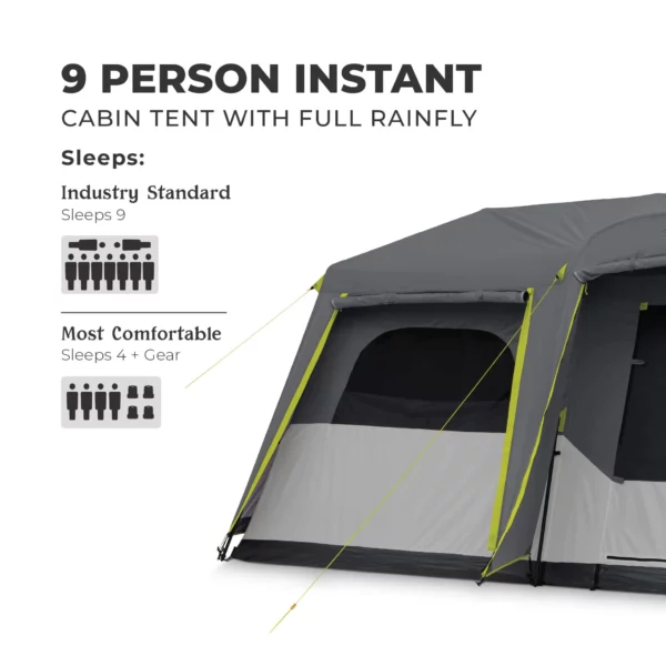چادر اتومات کر - 9 نفره کمپینگ دو پوش Core 9 Person Instant Cabin Tent with Full Rainfly - تصویر 8