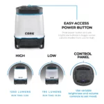 چراغ کمپینگ شارژی کر - 1250 لومن با اسپیکر بلوتوث Core 1250 Lumen Rechargeable Lantern with Bluetooth Speaker - تصویر 3