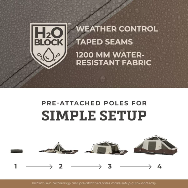 چادر اتومات کر سرخپوستی - 10 نفره کمپینگ چراغ دار Core 10 Person Lighted Instant Pyramid Tent - تصویر 5