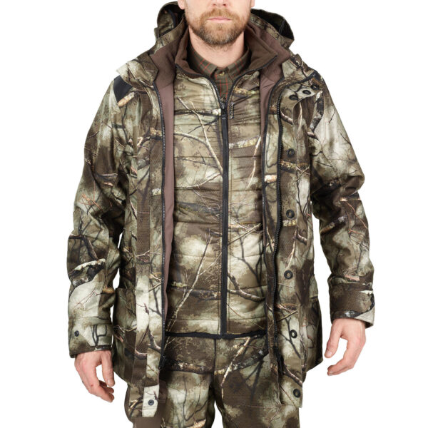 کاپشن شکار سولوگناک طرح استتار - با ژاکت (پیش خرید) Solognac Warm Waterproof 500 3-in-1 Treemetic Hunting Jacket - 100 - تصویر 21