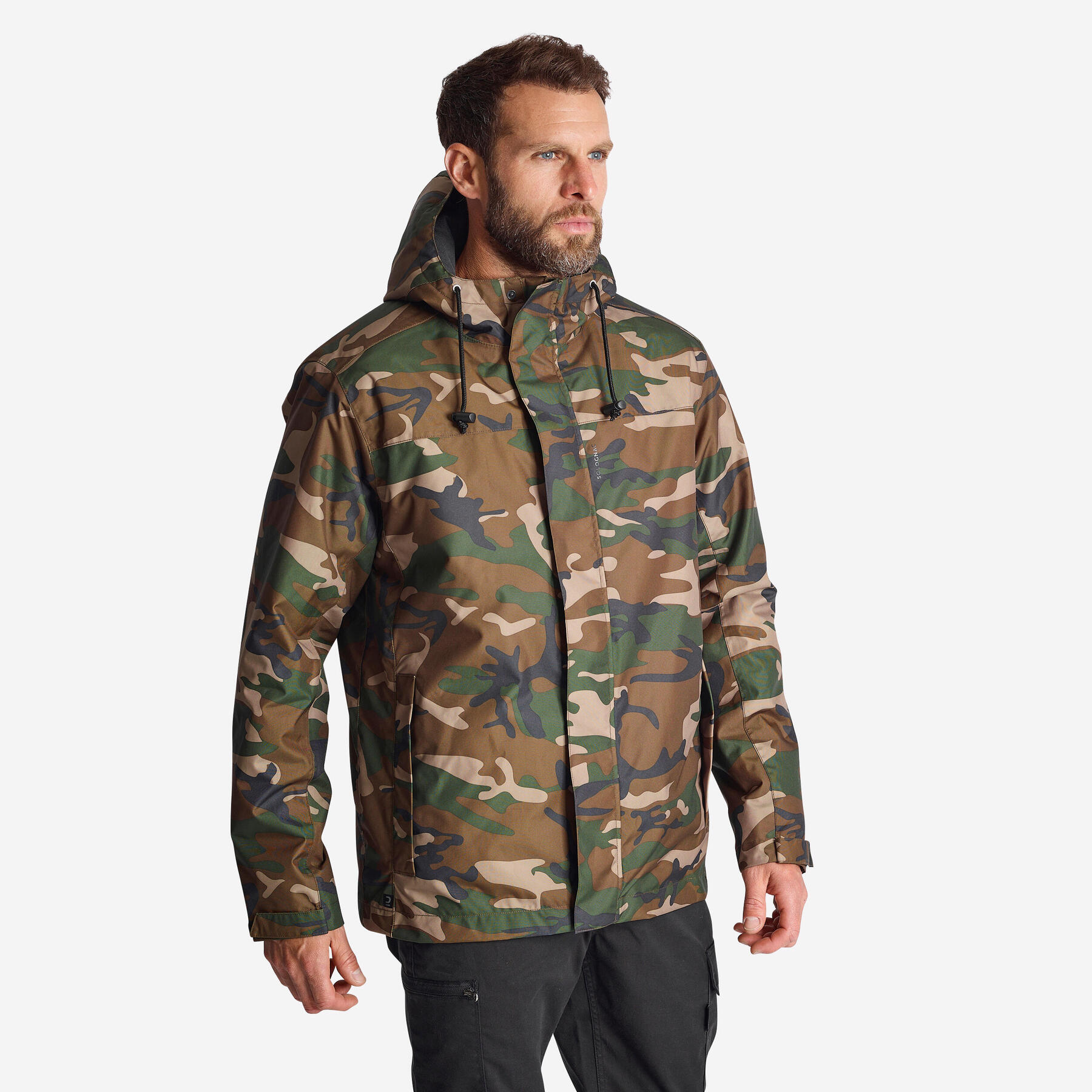 sanicamping-8767705-01 کاپشن شکار سولوگناک طرح جنگل (پیش خرید) Solognac Warm Waterproof Jacket 100 Camo Woodland - تصویر 1