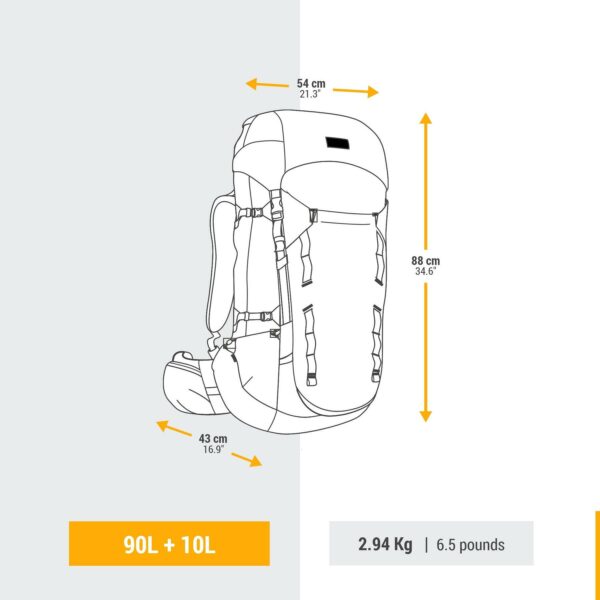 کوله پشتی کوهنوردی سیموند 90 + 10 لیتری Simond Men's trekking backpack 90+10l - mt900 symbium - تصویر 7