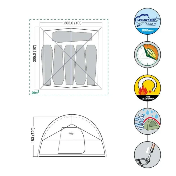 چادر کمپینگ کلمن - ساندوم ۶ نفره Coleman Sundome® 6-Person Camping Tent - تصویر 4