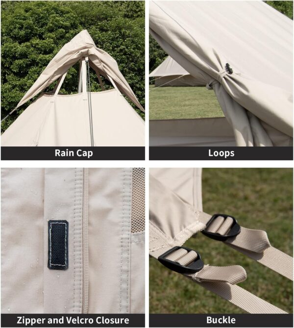 چادر سرخپوستی نیچرهایک چهار فصل – 3 تا 6 نفره – هشت ضلعی Naturehike Brighten 6.4 Cotton Pyramid 4 Season Tent - NH20ZP004 - تصویر 8