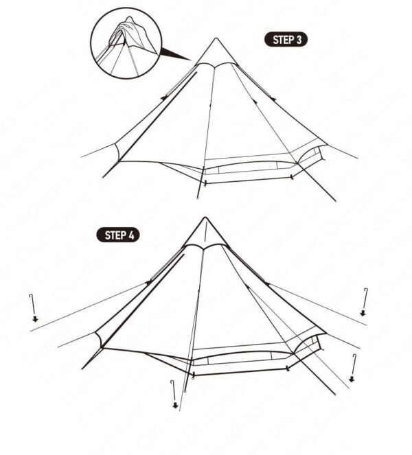 چادر سرخپوستی نیچرهایک چهار فصل – 3 تا 6 نفره – هشت ضلعی Naturehike Brighten 6.4 Cotton Pyramid 4 Season Tent - NH20ZP004 - تصویر 15