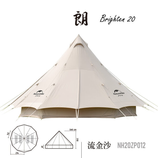 چادر سرخپوستی نیچرهایک – مناسب 10 نفر – هشت ضلعی Naturehike Brighten 20 Cotton Pyramid Tent - NH20ZP012 - تصویر 9