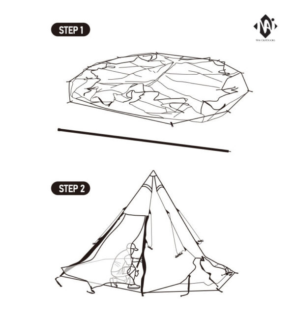 چادر سرخپوستی نیچرهایک – مناسب 10 نفر – هشت ضلعی Naturehike Brighten 20 Cotton Pyramid Tent - NH20ZP012 - تصویر 13