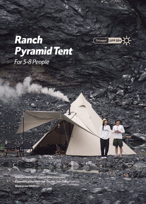 چادر سرخپوستی نیچرهایک – 3 تا 4 نفره – شش ضلعی Naturehike Hexaonal Pyramid Tent Ranch 4 - NH20ZP013 - تصویر 2