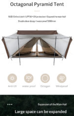 چادر سرخپوستی نیچرهایک – 5 تا 8 نفره – هشت ضلعی Naturehike Octagonal Pyramid Tent - NH20ZP014 - تصویر 4