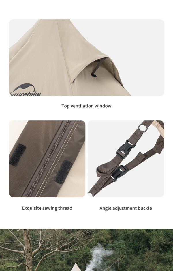 چادر سرخپوستی نیچرهایک – 5 تا 8 نفره – هشت ضلعی Naturehike Octagonal Pyramid Tent - NH20ZP014 - تصویر 10