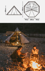 چادر سرخپوستی نیچرهایک – 5 تا 8 نفره – هشت ضلعی Naturehike Octagonal Pyramid Tent - NH20ZP014 - تصویر 11