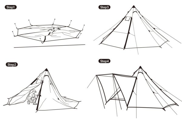 چادر سرخپوستی نیچرهایک – 5 تا 8 نفره – هشت ضلعی Naturehike Octagonal Pyramid Tent - NH20ZP014 - تصویر 15