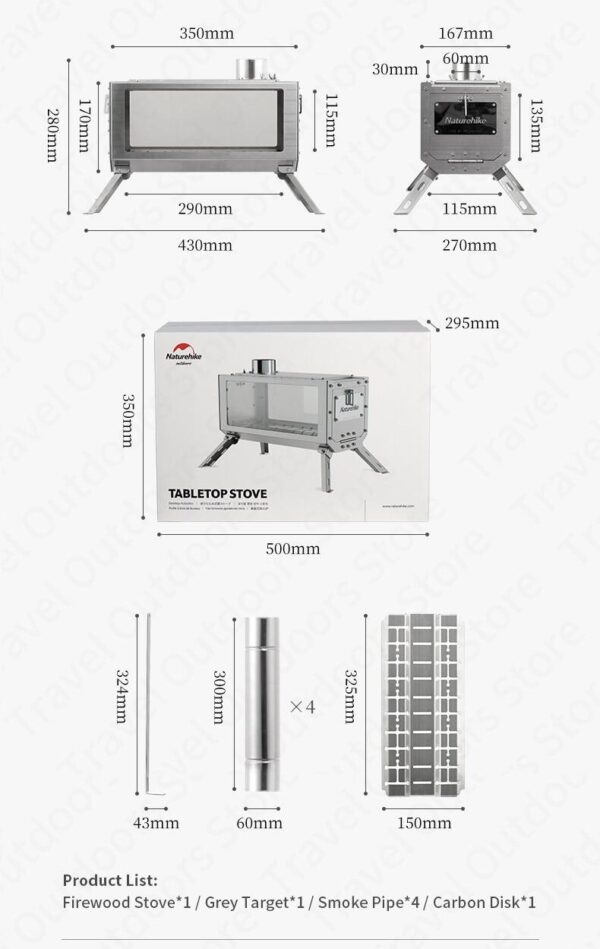 اجاق هیزمی نیچرهایک Naturehike Desktop Firewood Stove - NH21SK004 - تصویر 5