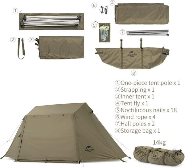 چادر نیچرهایک چهار فصل - 3 تا 4 نفره کمپینگ Naturehike Village 5.0 3-4Person Tent - NH21ZP009 - تصویر 8