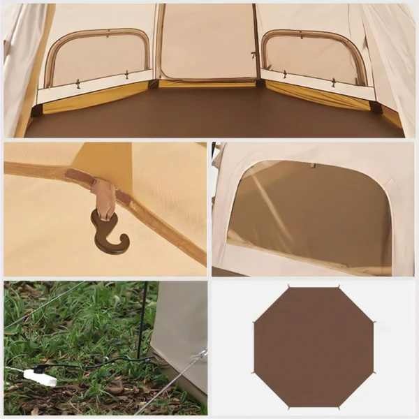 چادر مغولی هشت ضلعی نیچرهایک - 3 تا 4 نفره کمپینگ Naturehike Octagonal Mongolian Glamping Tent - NH22ZP012 - تصویر 4