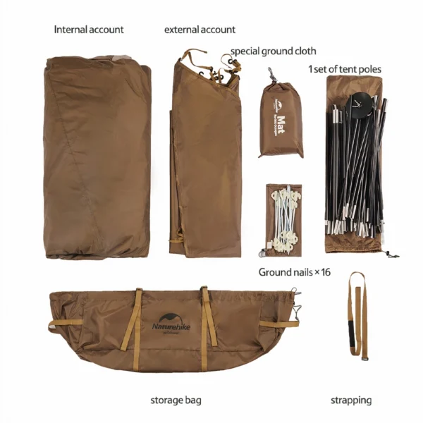 چادر مغولی هشت ضلعی نیچرهایک - 3 تا 4 نفره کمپینگ Naturehike Octagonal Mongolian Glamping Tent - NH22ZP012 - تصویر 5
