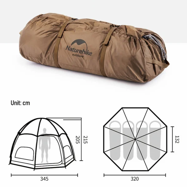 چادر مغولی هشت ضلعی نیچرهایک - 3 تا 4 نفره کمپینگ Naturehike Octagonal Mongolian Glamping Tent - NH22ZP012 - تصویر 7