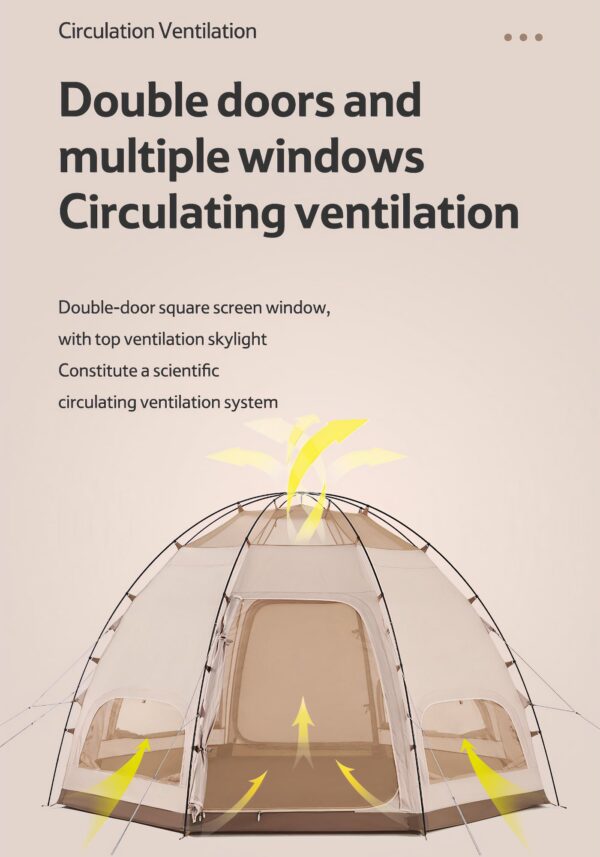 چادر مغولی هشت ضلعی نیچرهایک - 3 تا 4 نفره کمپینگ Naturehike Octagonal Mongolian Glamping Tent - NH22ZP012 - تصویر 15