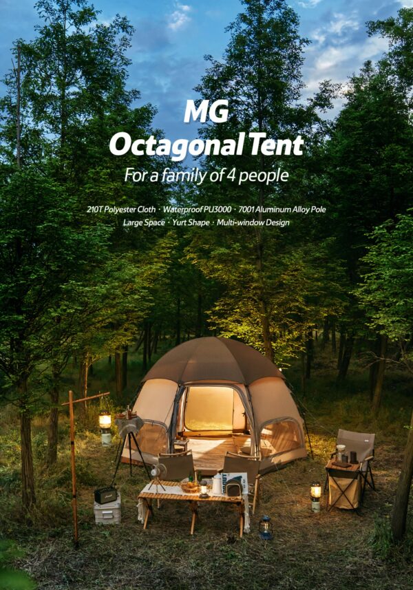 چادر مغولی هشت ضلعی نیچرهایک - 3 تا 4 نفره کمپینگ Naturehike Octagonal Mongolian Glamping Tent - NH22ZP012 - تصویر 17
