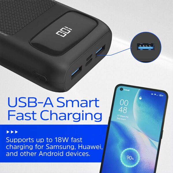 پاور بانک انرجایزر – ظرفیت 20000 میلی‌آمپر Energizer Power Bank (PowerSafe 20W PD 20K) - 3-Port with USB-C Cable - UE20063PQ - تصویر 11