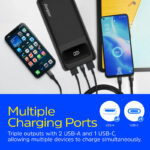 پاور بانک انرجایزر – ظرفیت 20000 میلی‌آمپر Energizer Power Bank (PowerSafe 20W PD 20K) - 3-Port with USB-C Cable - UE20063PQ - تصویر 2