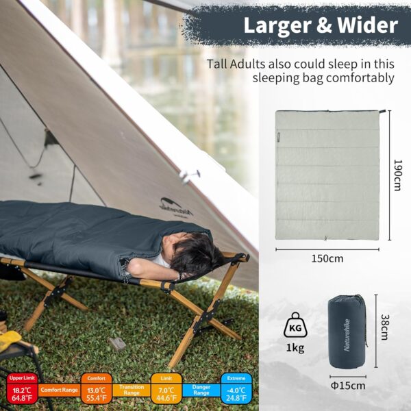 کیسه خواب نیچرهایک - سه فصل - کامفورت 13 درجه Naturehike Envelope Sleeping Bag F150 - 3 Season - NH22MSD05 - تصویر 4
