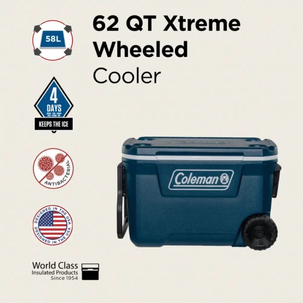 کولباکس کلمن - یخدان چرخ‌دار اکستریم 58 لیتری Coleman® 62QT Xtreme Wheeled Cooler Box - تصویر 7