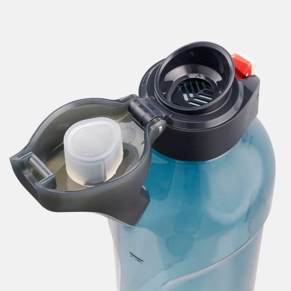 بطری آب کچوا - قمقمه 1.2 لیتری Quechua 1.2L Quick Opening Hiking Water Bottle - Ecozen® - Blue - تصویر 2