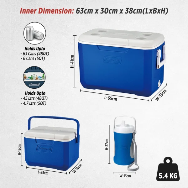 کولباکس کلمن کومبو - یخدان 45 + 4.7 + 1.8 لیتری Coleman® 48QT + 5QT Cooler Box Combo - تصویر 3